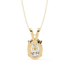 Oval Cut Diamond Solitaire Pendant in Gold