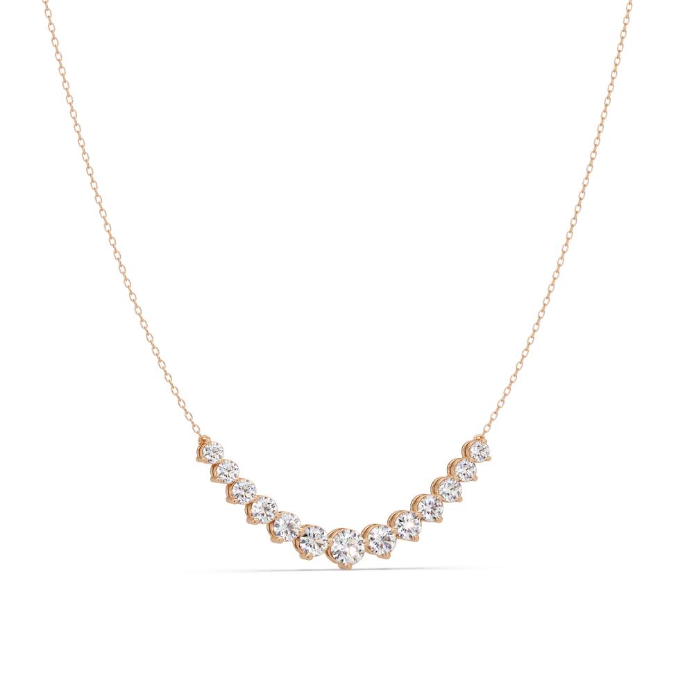 Curved Elegance Round Diamond Chain Necklace in Gold
