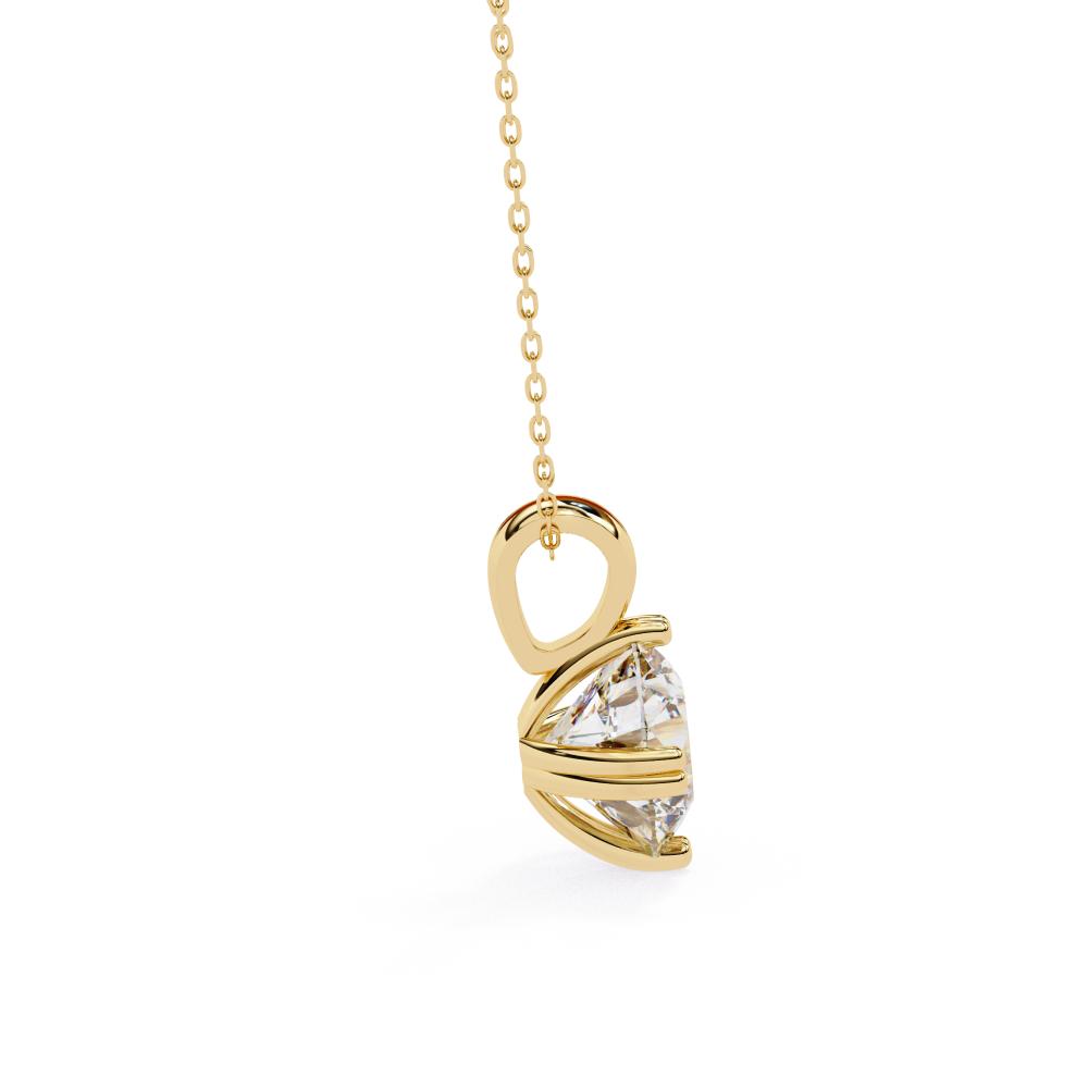 Beaded Prongs Round Diamond Solitaire Pendant in Gold