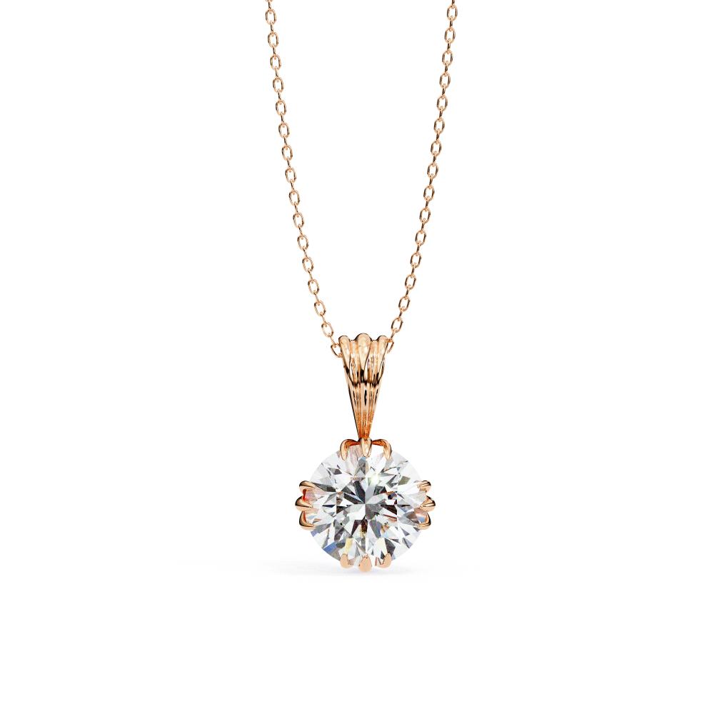Sculpted Bail Round Diamond Solitaire Pendant in Gold