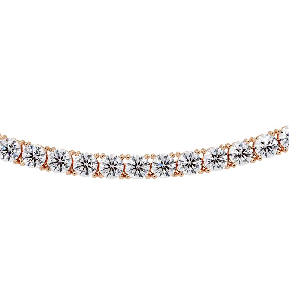 Diamond necklace with rose gold on a white background