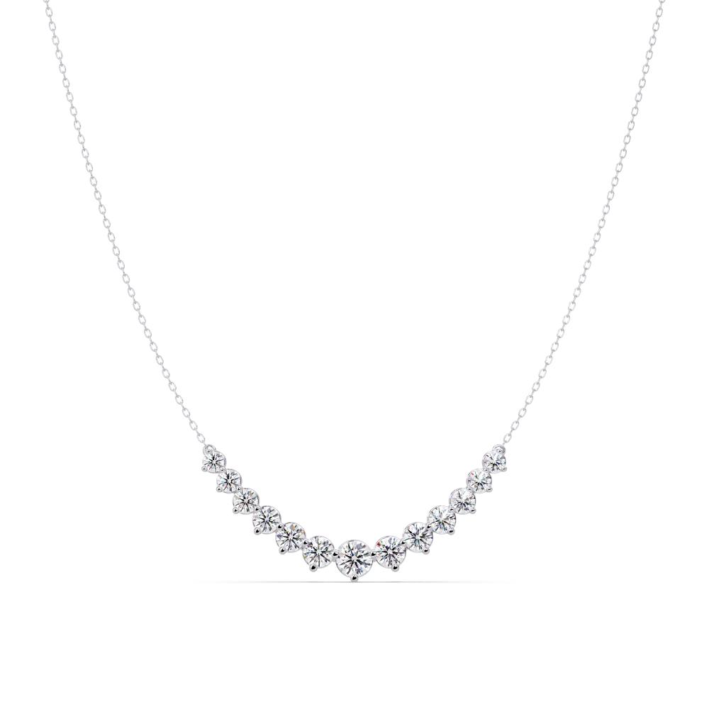 Silver necklace with small diamonds on a white background
