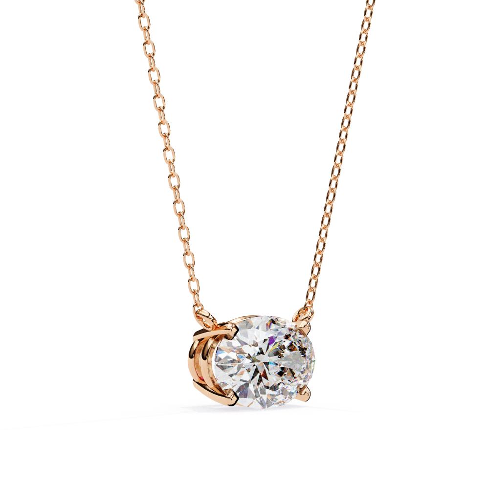 Elegant Oval Cut Diamond Solitaire Pendant in Gold