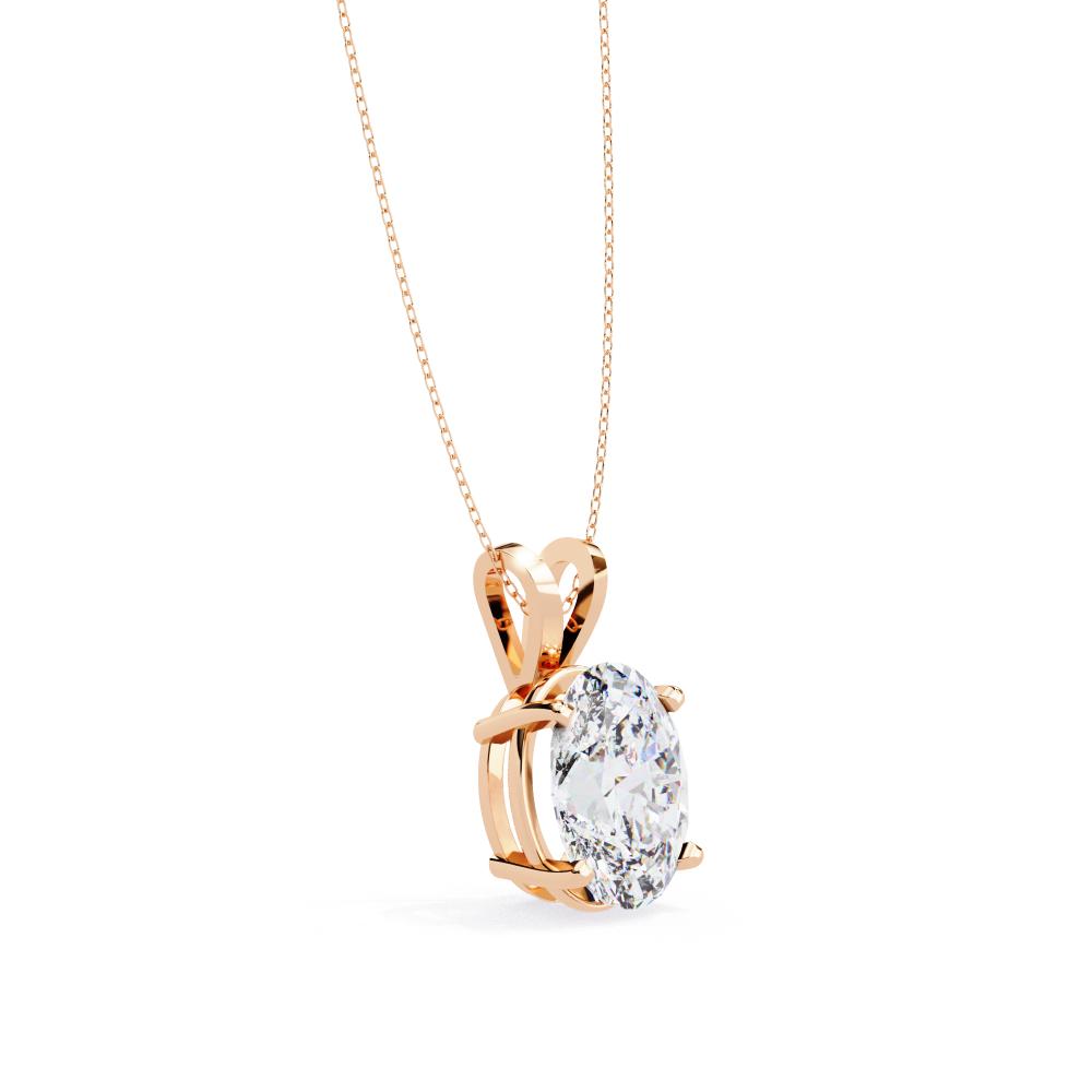 Oval Cut Diamond Solitaire Pendant in Gold