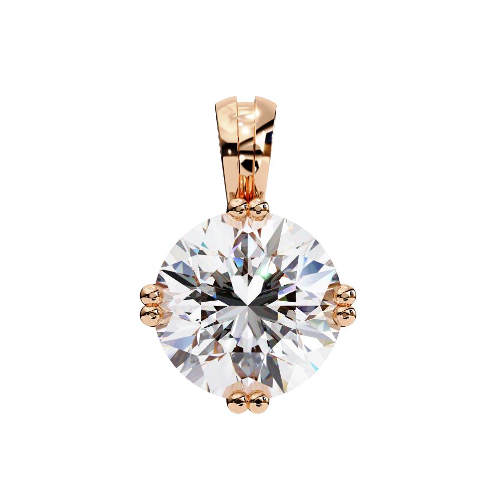 Beaded Prongs Round Diamond Solitaire Pendant in Gold