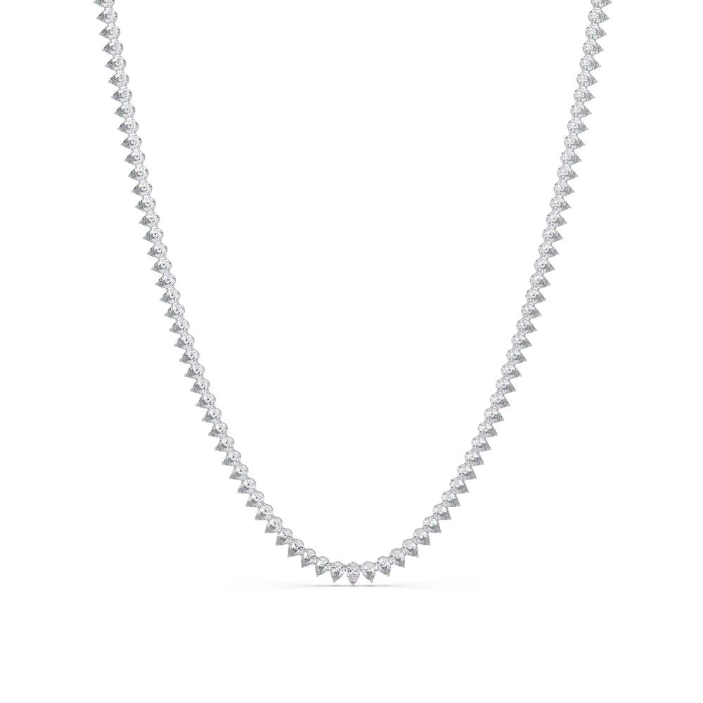 Silver diamond necklace on a white background