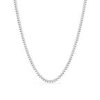 Silver diamond necklace on a white background