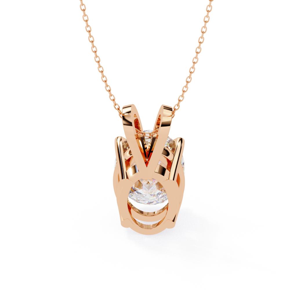 Oval Cut Diamond Solitaire Pendant in Gold