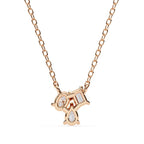 Rose gold necklace with a pendant on a white background