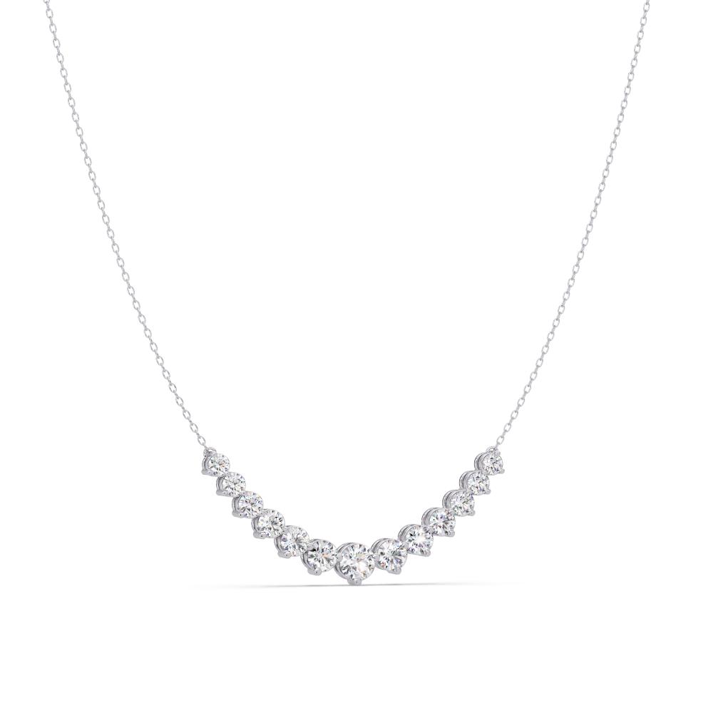 Silver necklace with small diamonds on a white background