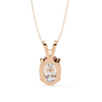 Oval Cut Diamond Solitaire Pendant in Gold