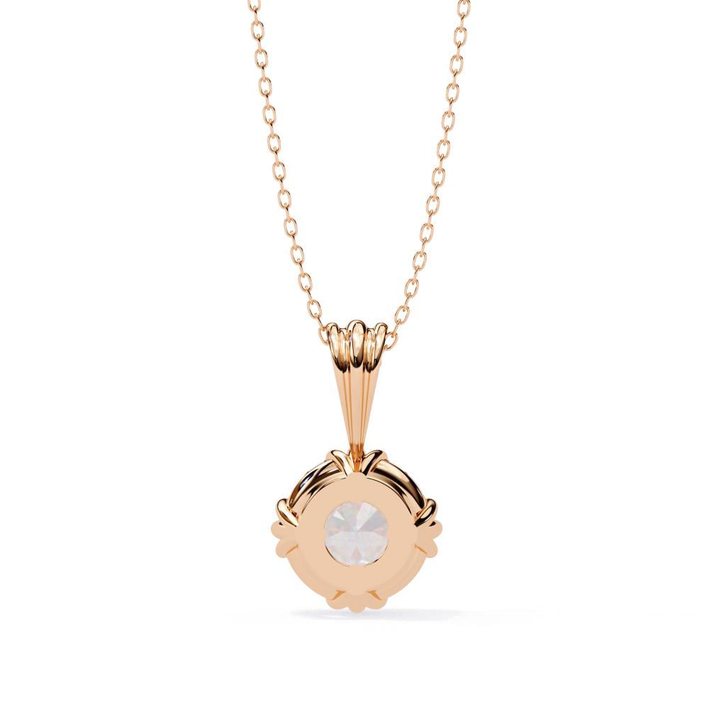 Sculpted Bail Round Diamond Solitaire Pendant in Gold