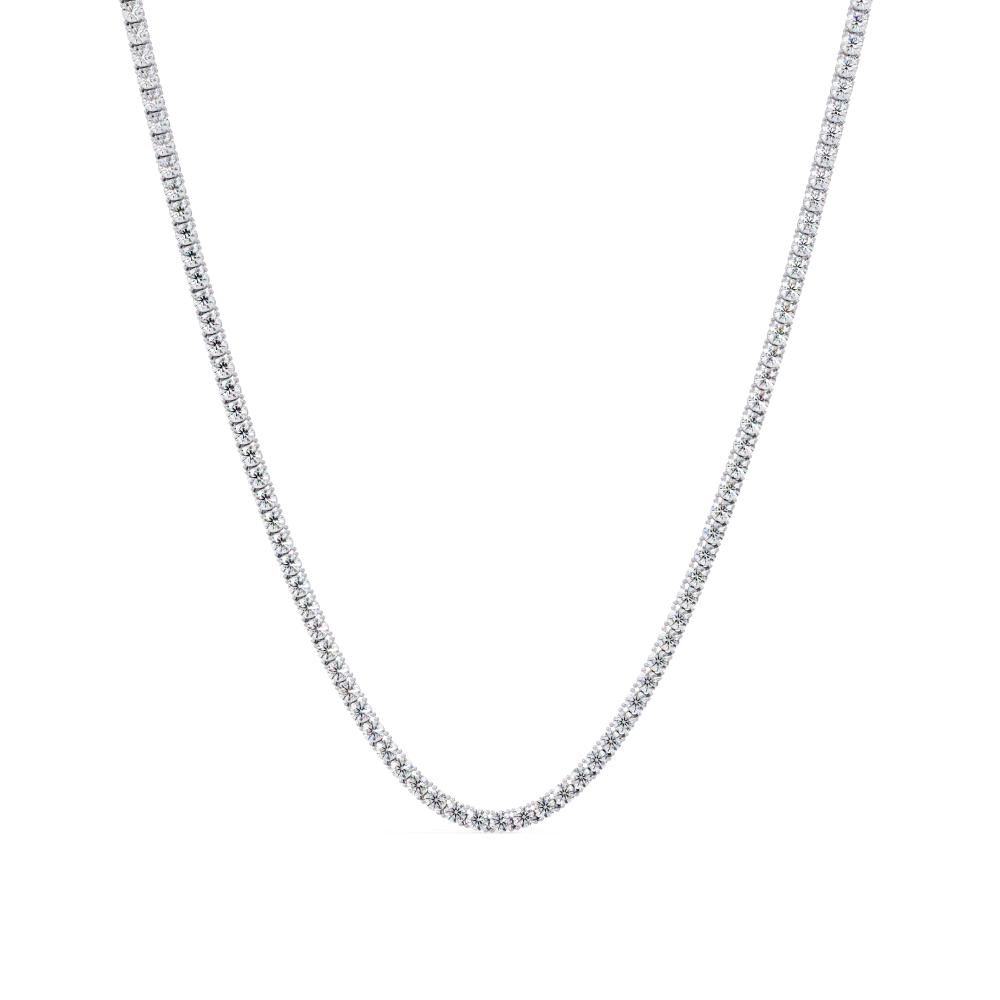 Silver diamond necklace on a white background