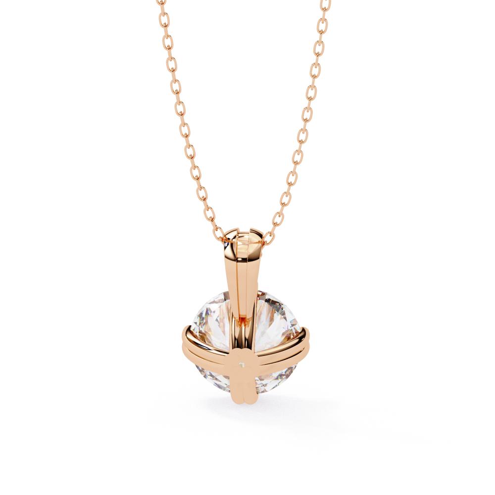 Beaded Prongs Round Diamond Solitaire Pendant in Gold