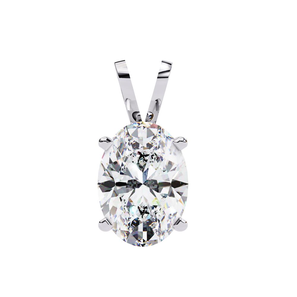 Oval Cut Diamond Solitaire Pendant in Gold