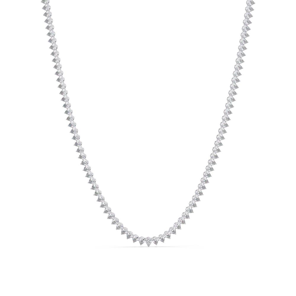 Silver necklace with small diamonds on a white background
