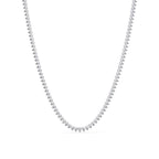 Silver necklace with small diamonds on a white background
