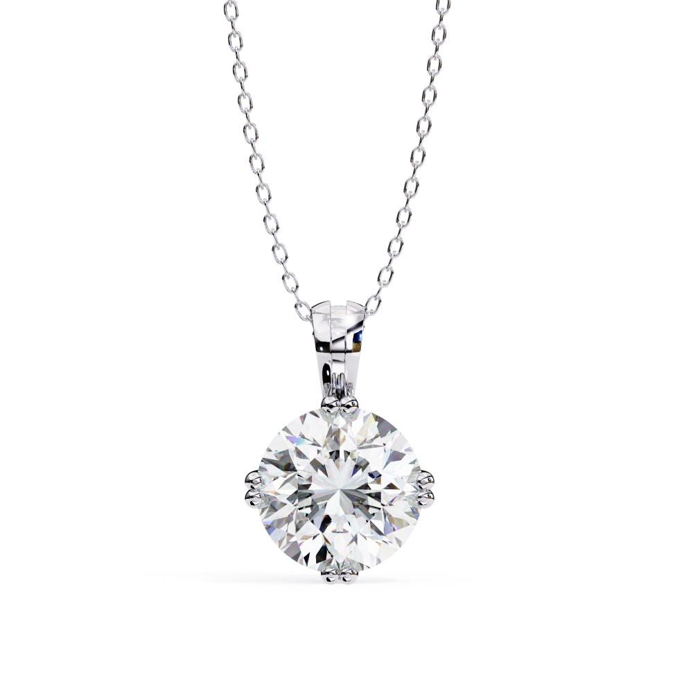 Beaded Prongs Round Diamond Solitaire Pendant in Gold