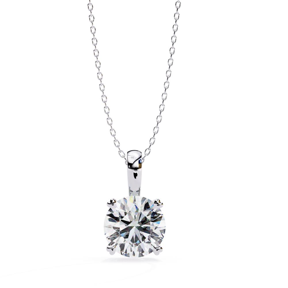 White Gold round solitaire diamond pendant necklace
