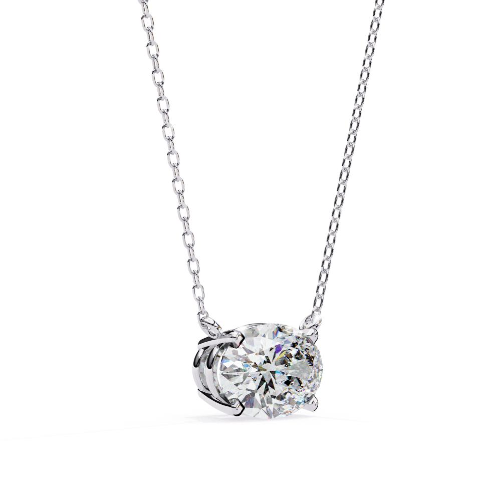 Elegant Oval Cut Diamond Solitaire Pendant in Gold