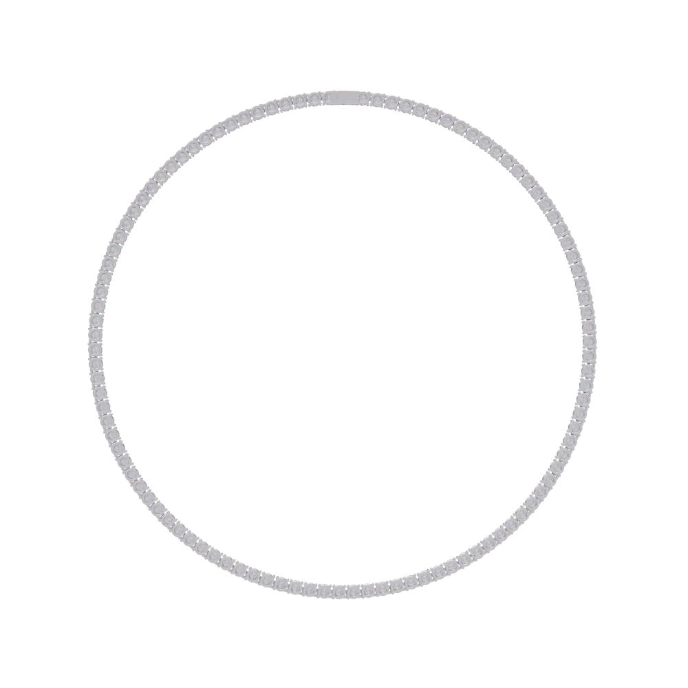 Thin silver necklace on a white background