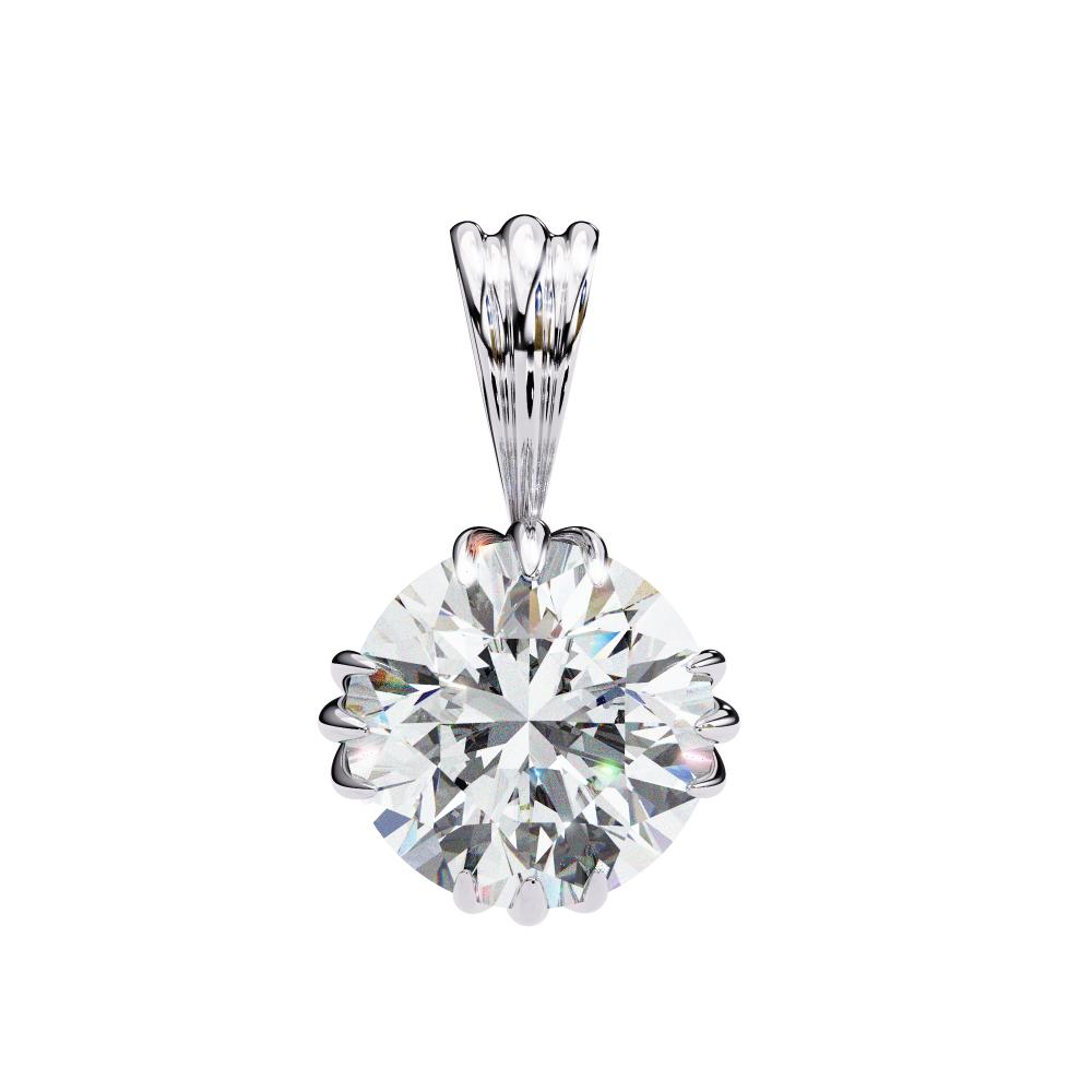 Sculpted Bail Round Diamond Solitaire Pendant in Gold