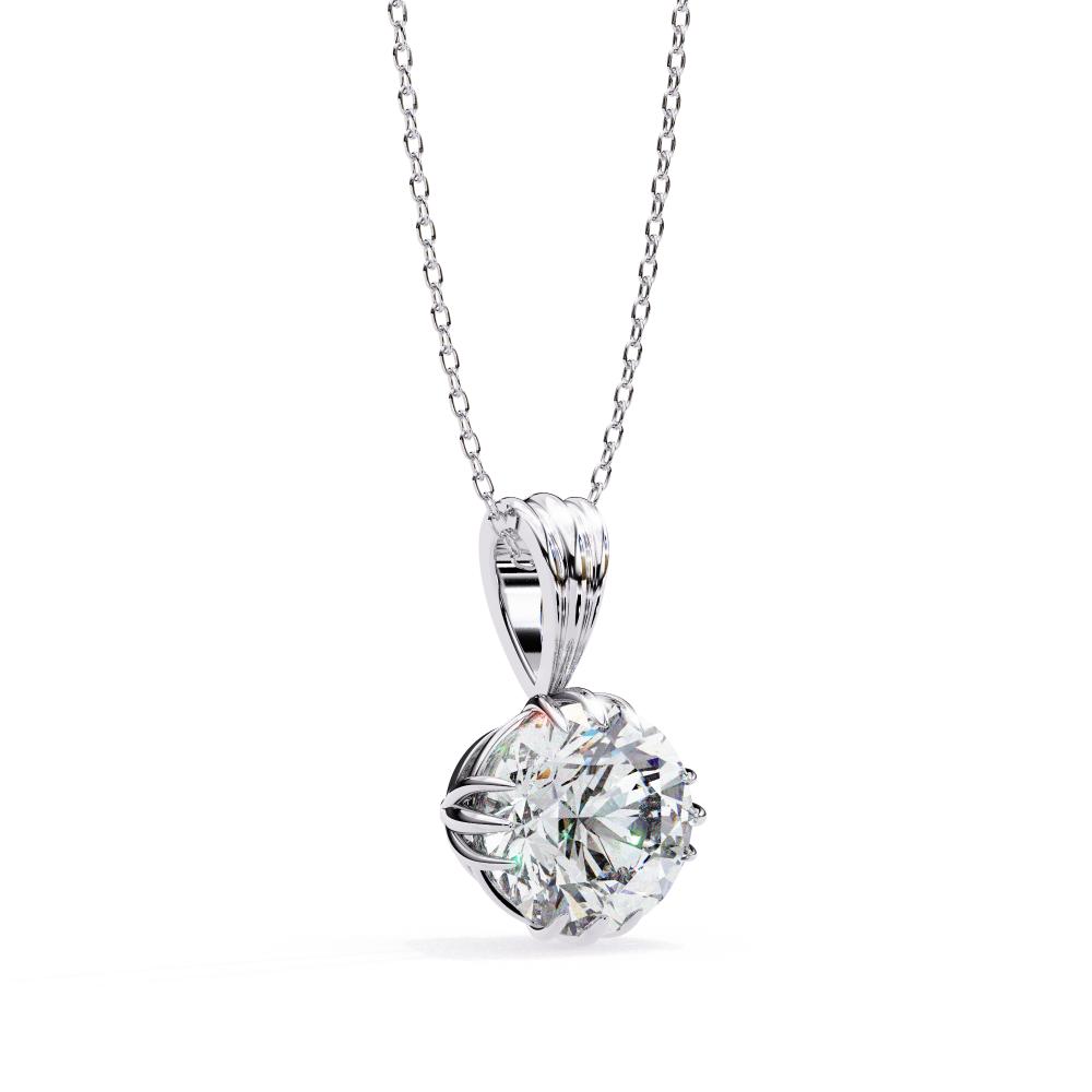 Sculpted Bail Round Diamond Solitaire Pendant in Gold