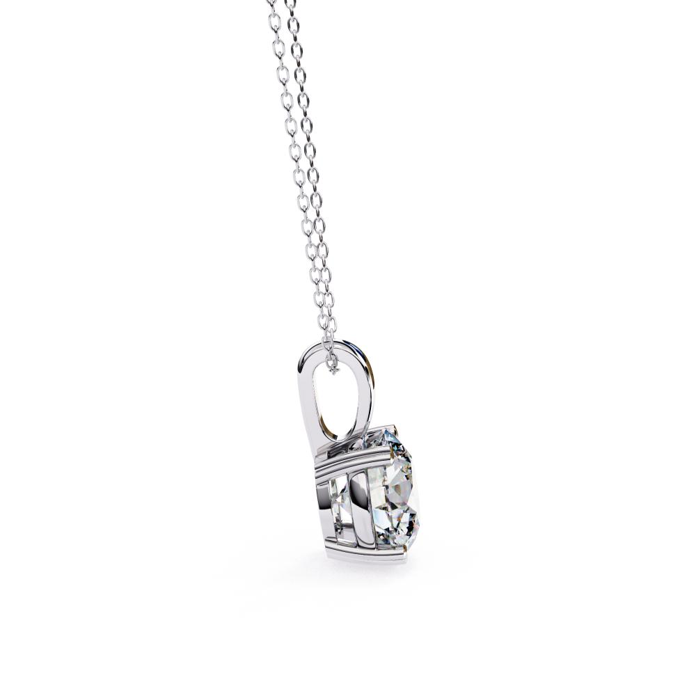 Timeless round diamond solitaire pendant in white gold