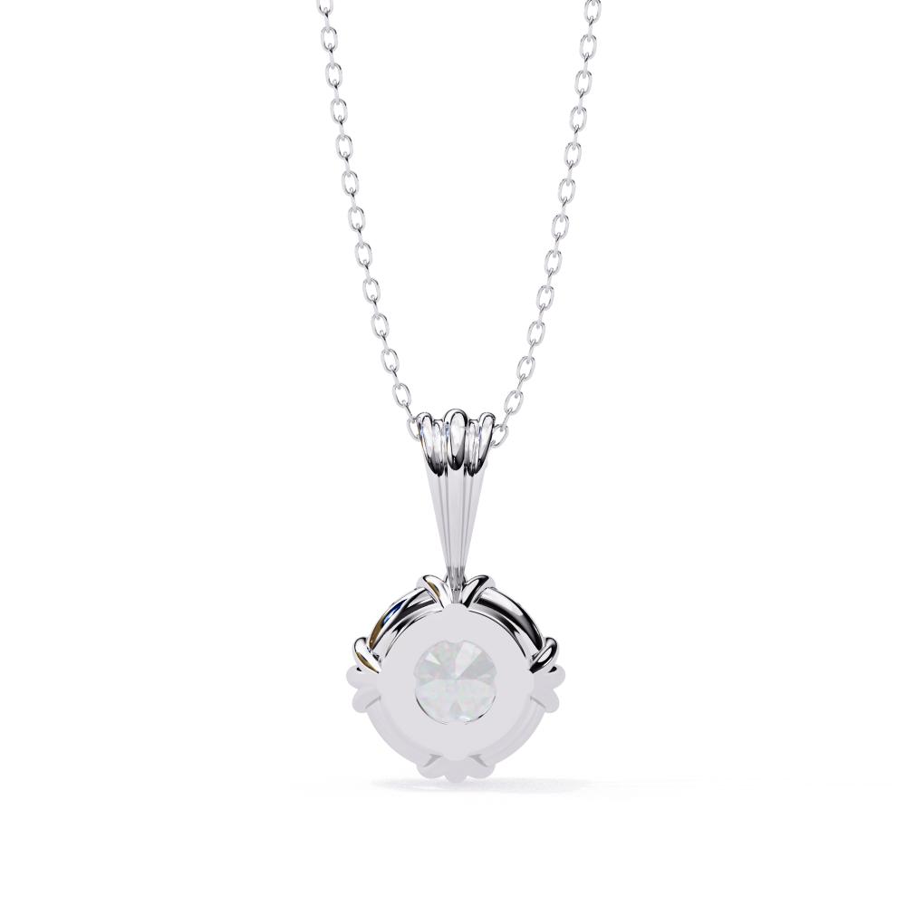 Timeless round diamond solitaire pendant in white gold