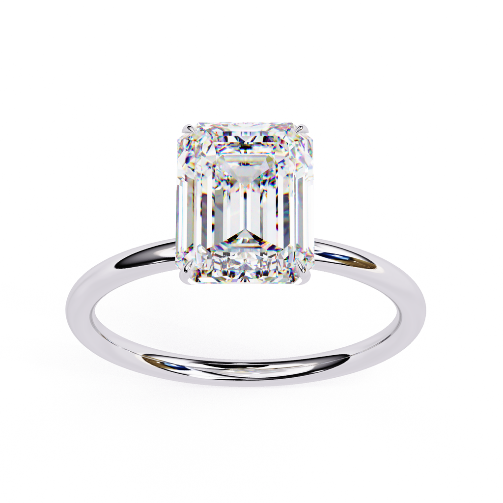 Lab grown Emerald diamond ring with classic solitaire design