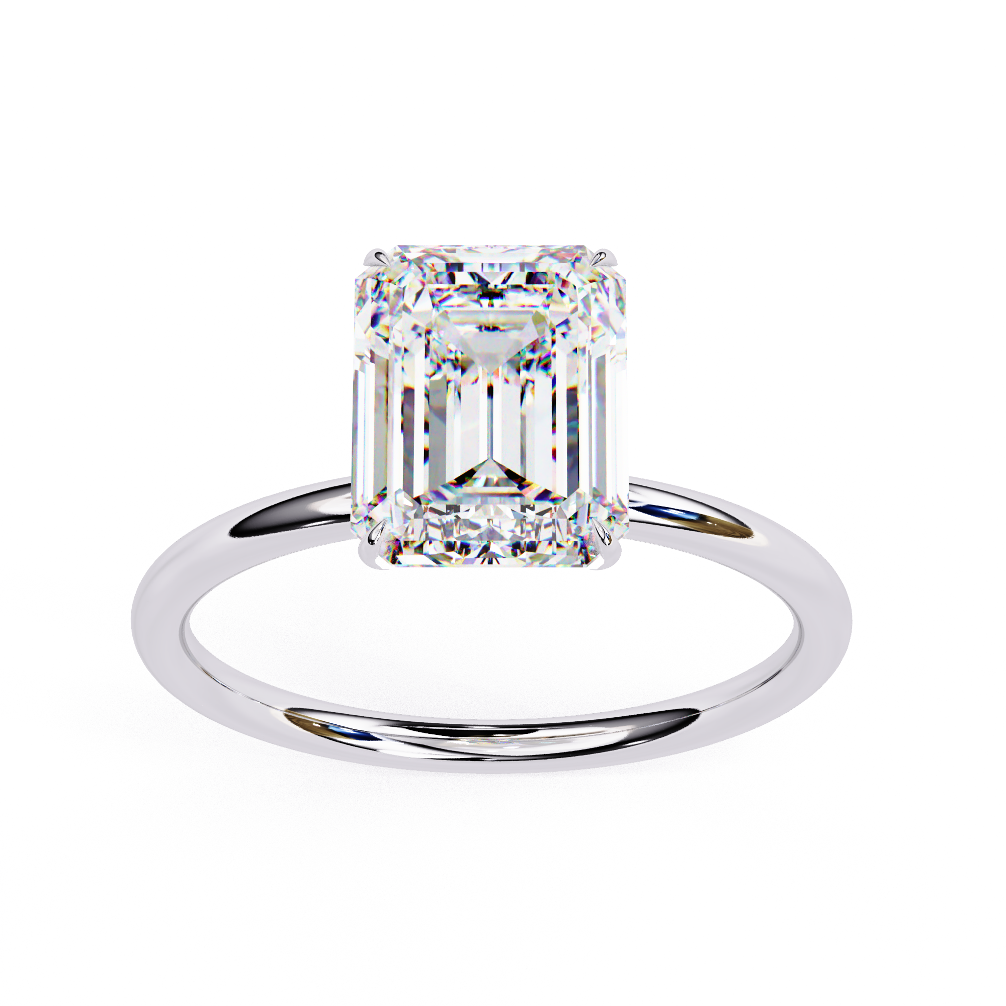 Lab grown Emerald diamond ring with classic solitaire design