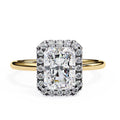 Round Brilliant Halo Radiant-Cut Diamond Ring in Gold