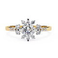 Princess cut diamond floral cluster engagement ring in gold