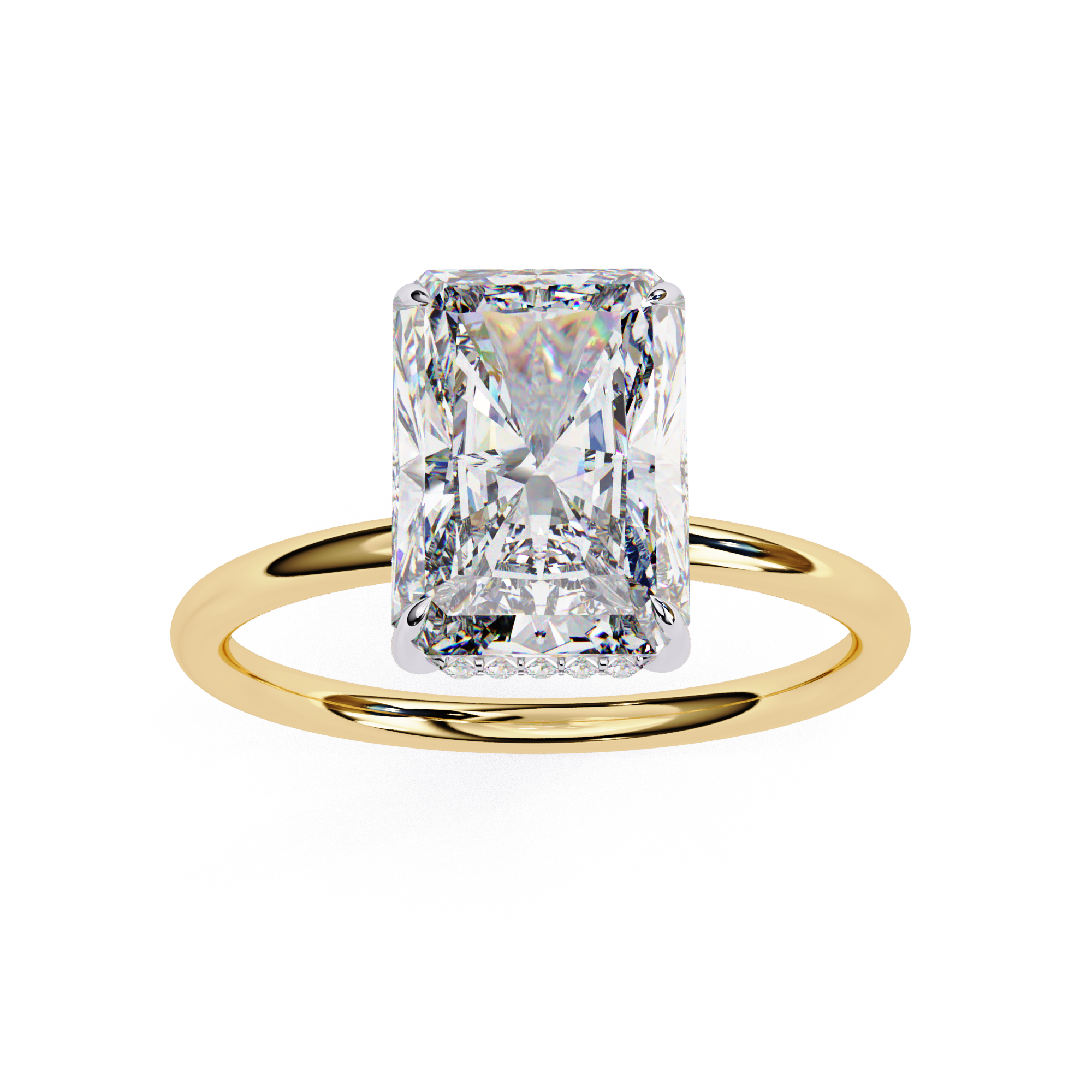 Lab grown Radiant diamond ring with classic solitaire design