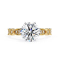 Gold Milgrain Cathedral engagement ring with sustainable lab-grown round solitaire diamond
