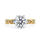 Gold Milgrain Cathedral engagement ring with sustainable lab-grown round solitaire diamond