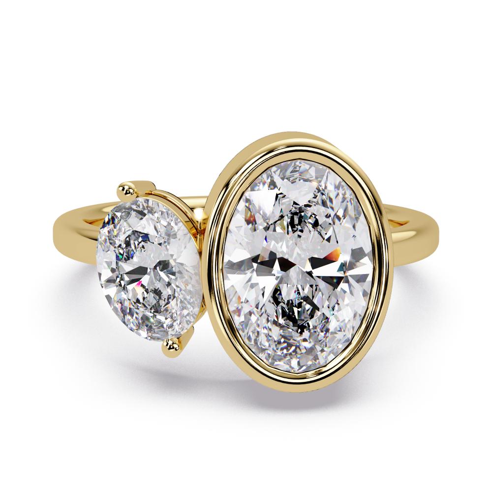 Two-Stone Oval Toi et Moi Diamond Engagement Ring in Gold
