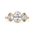Three Stone Oval Lab Grown Diamonds Engagement Ring in Gold