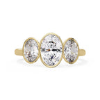 Three Stone Oval Lab Grown Diamonds Engagement Ring in Gold