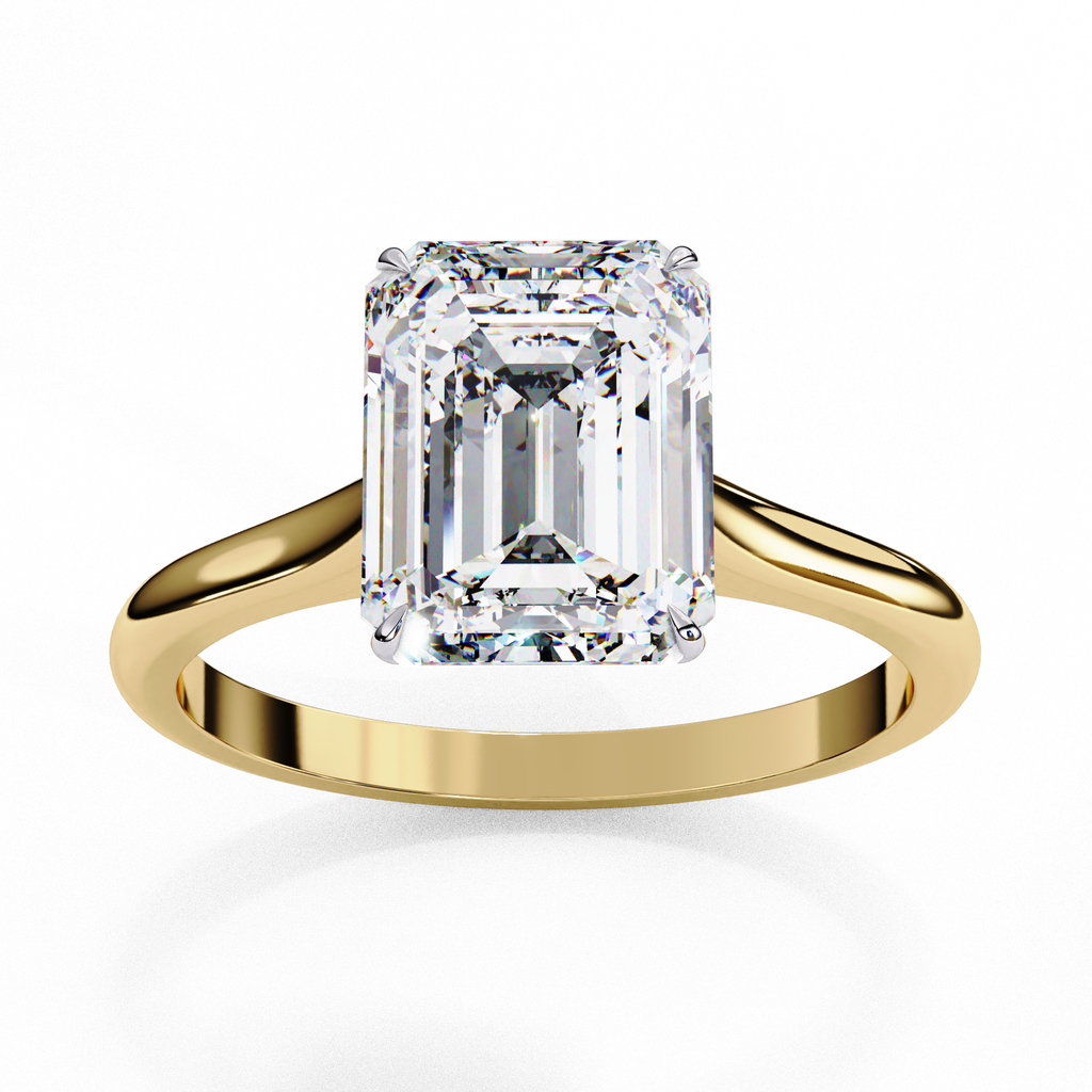 Lab grown Emerald diamond ring with classic solitaire design