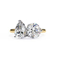 Pear and Round Shape Two-Stone Diamond Ring in Gold