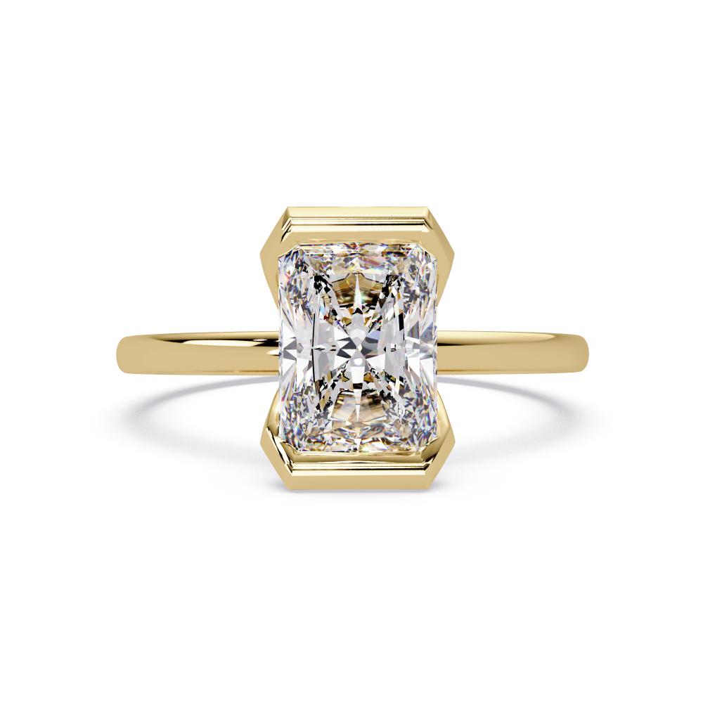 Half-Bezel Radiant cut Diamond Solitaire Ring in Gold