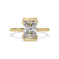 Half-Bezel Radiant cut Diamond Solitaire Ring in Gold