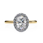 Round Brilliant Halo Oval-Cut Diamond Ring in Gold