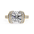 Round Diamond Ring with Double Halo Band in Gold