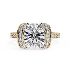 Round Diamond Ring with Double Halo Band in Gold