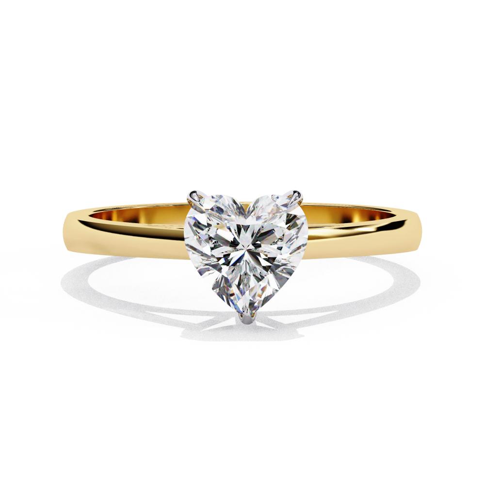 Minimalist gold engagement ring with heart diamond