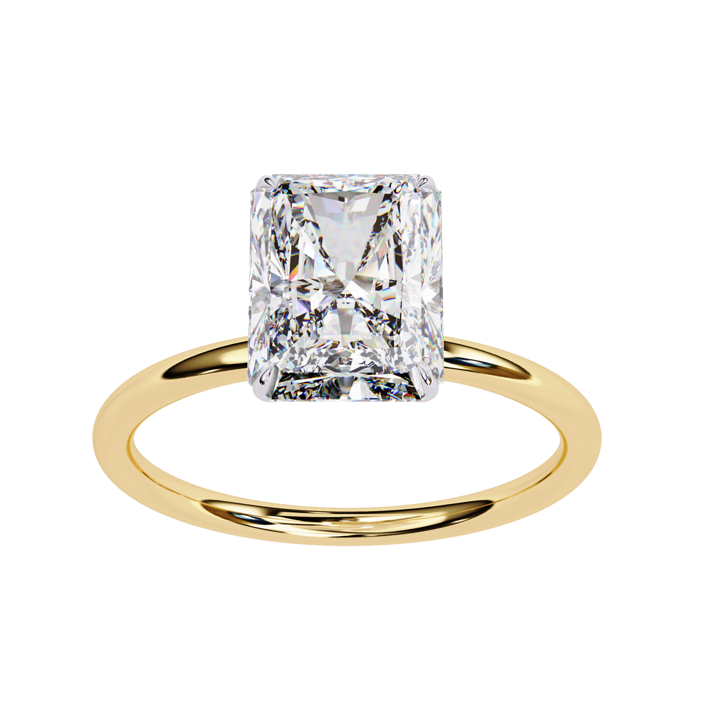 Lab grown Radiant diamond ring with classic solitaire design