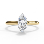 Marquise cut diamond engagement ring with pavé gold band