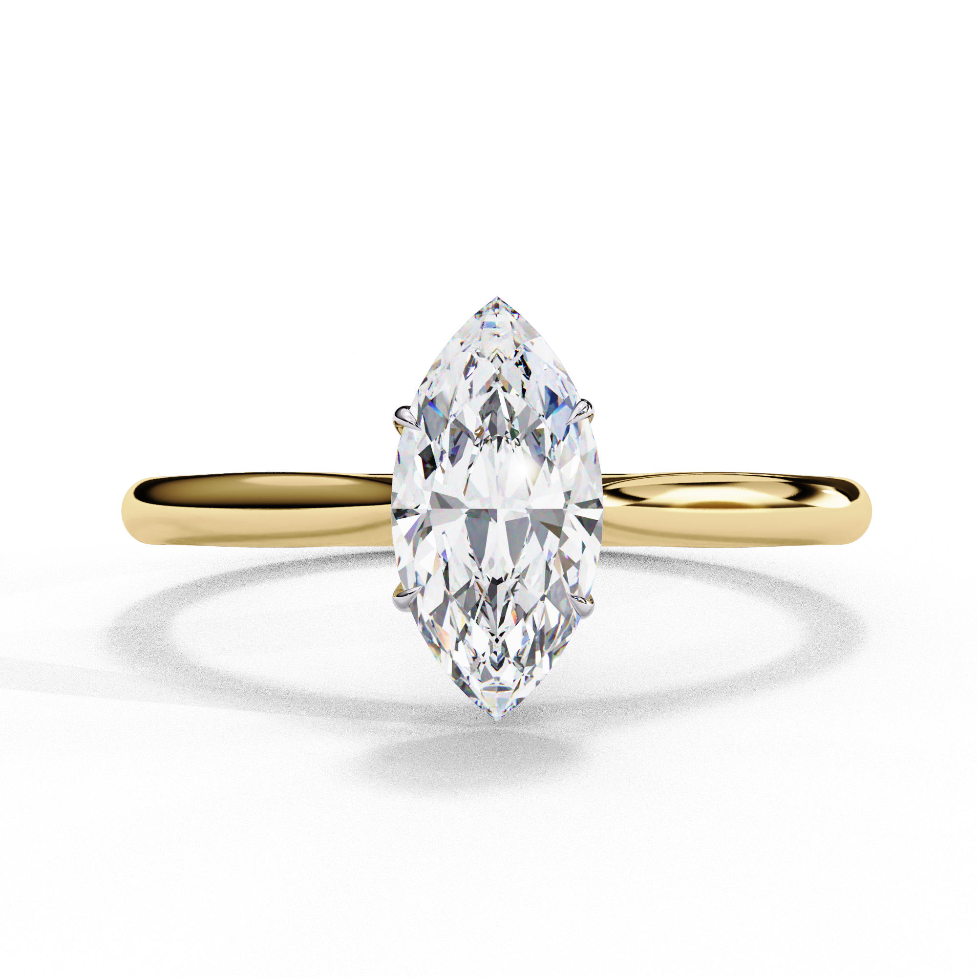 Marquise cut diamond engagement ring with pavé gold band